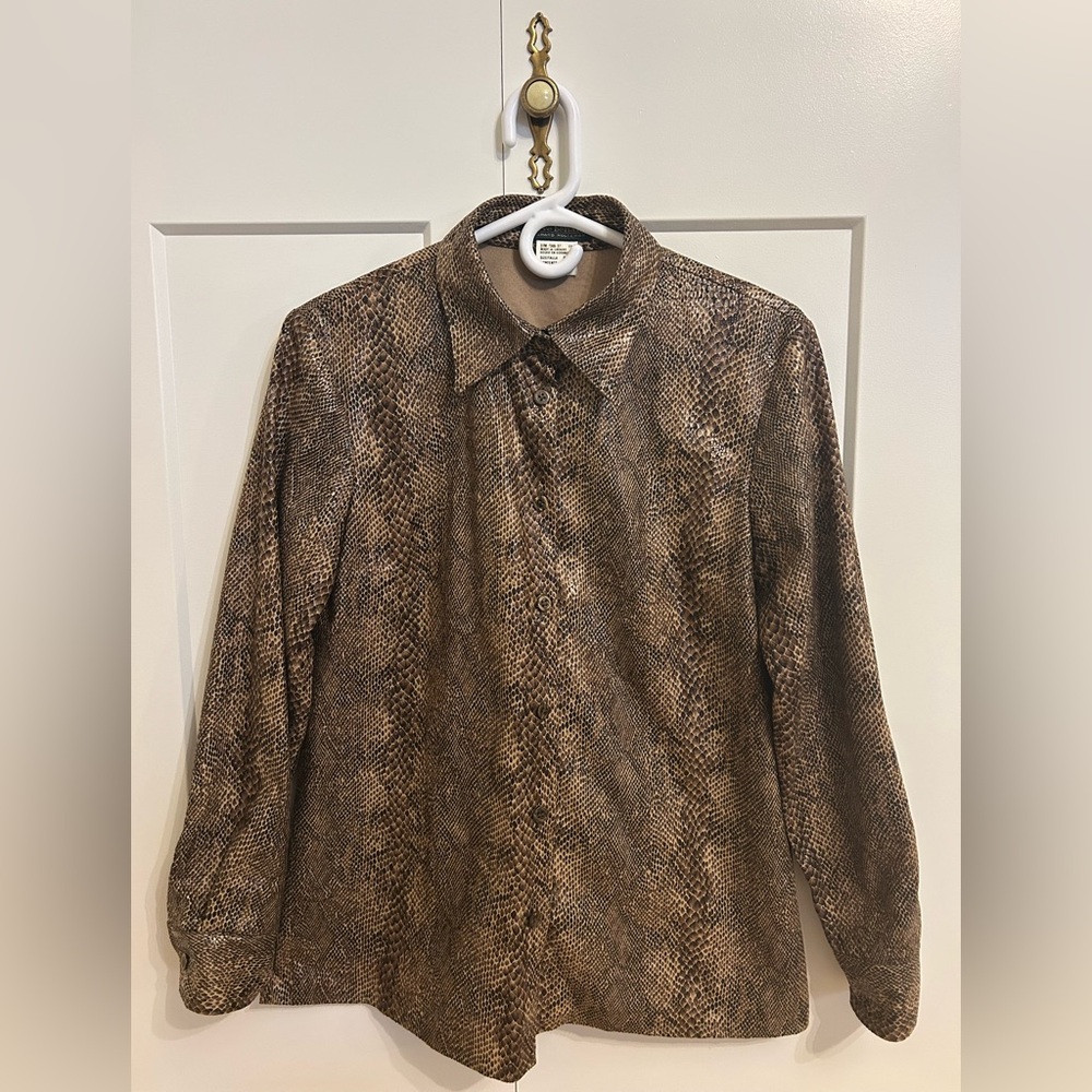 90s Vintage Harve Benard Snake Skin Print Button Down Blouse